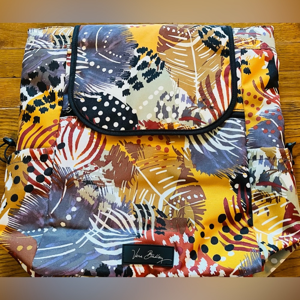 Vera Bradley Lighten Up Drawstring Backpack, “Painted Feathers”, Large, NWOT